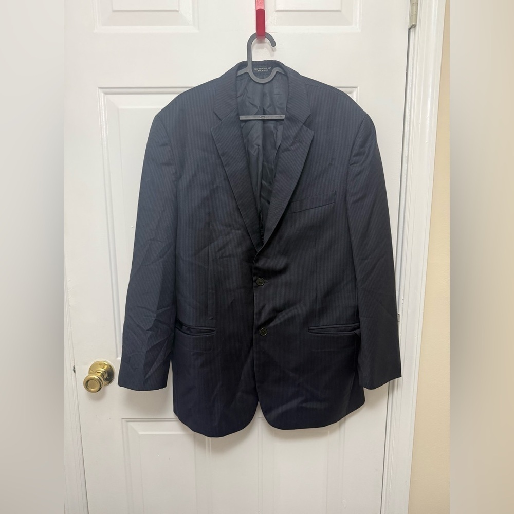 Men’s John Varvatos Blue Striped Blazer Size 42 R Premium Tailored Single Needle